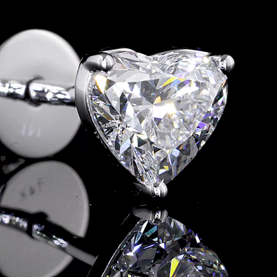 1.11 CT Heart Lab Grown Diamond Stud Earrings in 14K White Gold