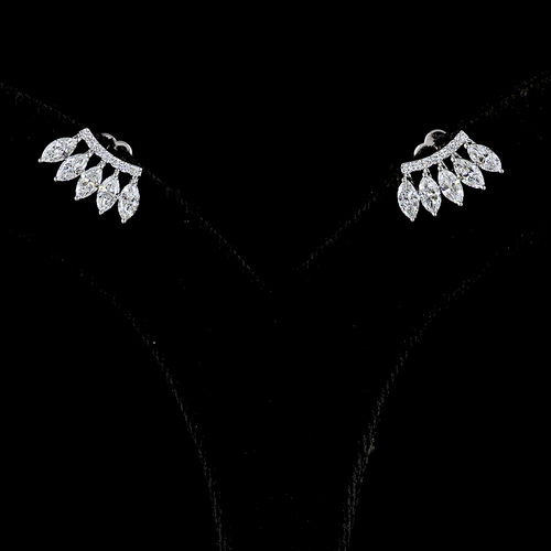 1.27 CT Marquise Lab Grown Diamond Crawler Earrings in 14K White Gold