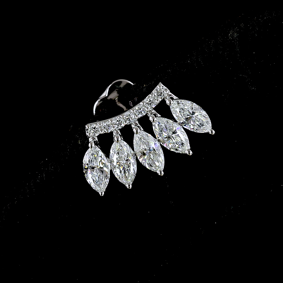 1.27 CT Marquise Lab Grown Diamond Crawler Earrings in 14K White Gold