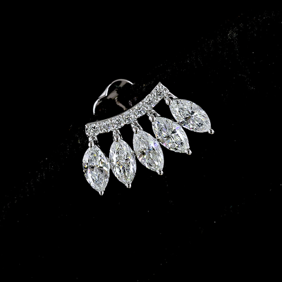 1.27 CT Marquise Lab Grown Diamond Crawler Earrings in 14K White Gold