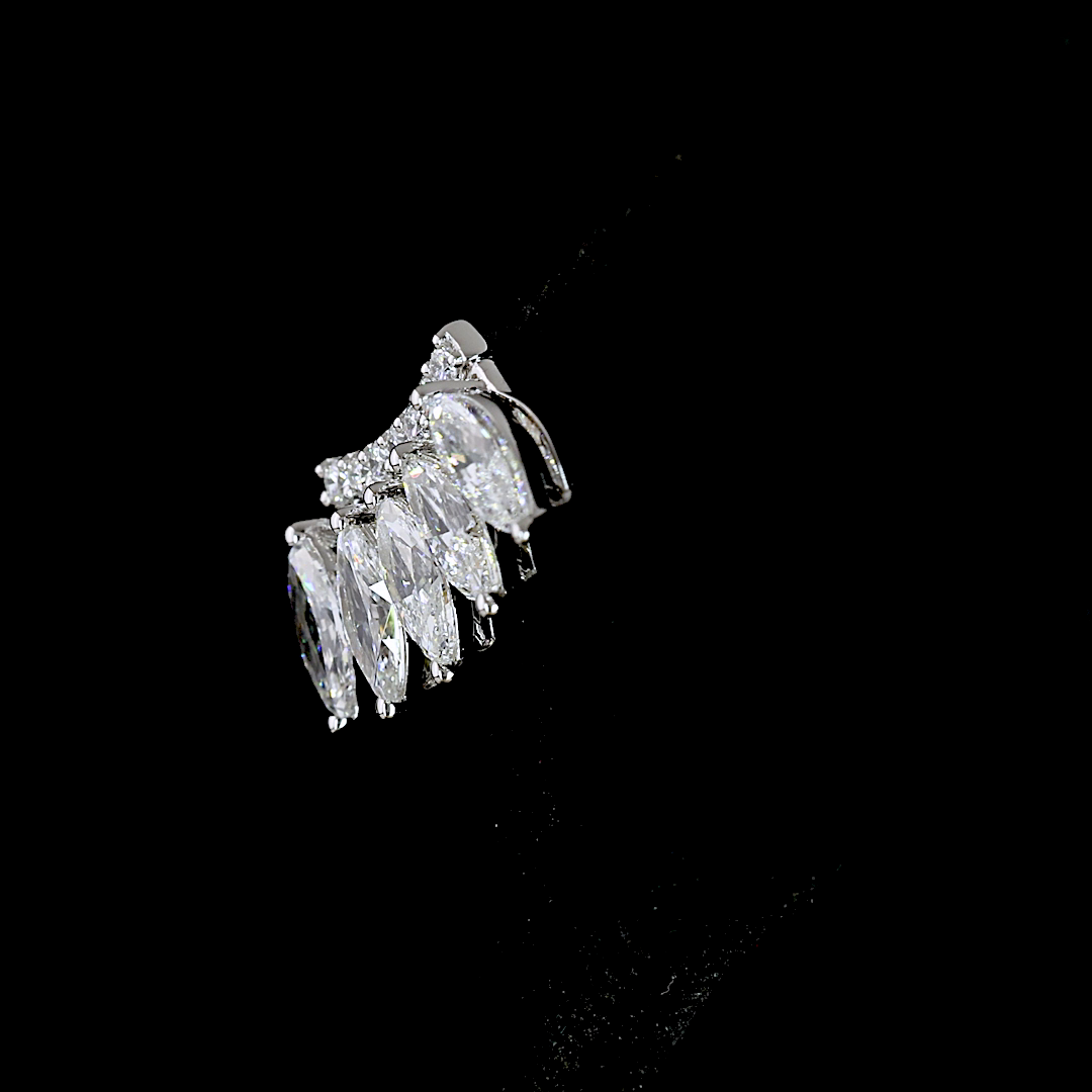 1.27 CT Marquise Lab Grown Diamond Crawler Earrings in 14K White Gold