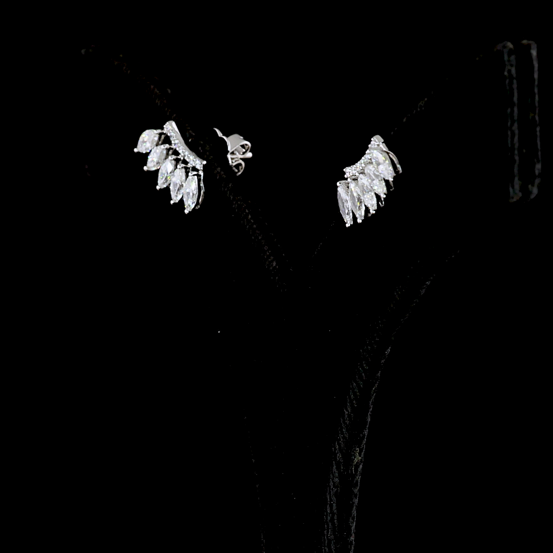 1.27 CT Marquise Lab Grown Diamond Crawler Earrings in 14K White Gold