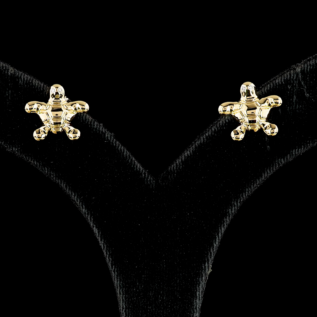 0.03 CT Round Lab Grown Diamond Symbol Earrings in 18K Yellow Gold