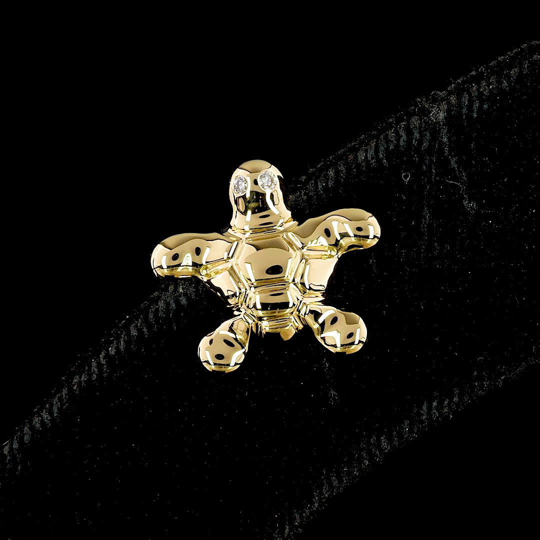 0.03 CT Round Lab Grown Diamond Symbol Earrings in 18K Yellow Gold