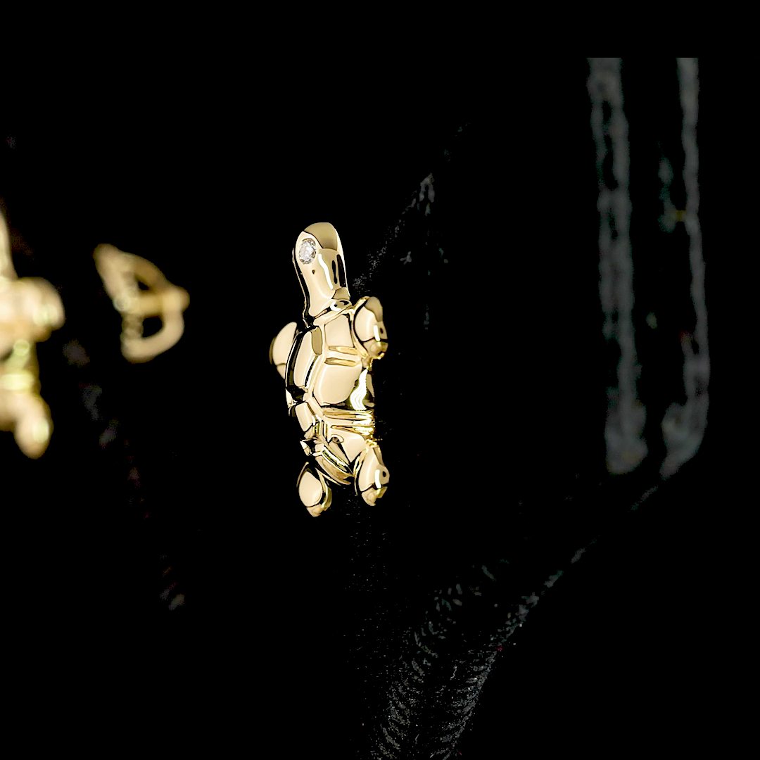 0.03 CT Round Lab Grown Diamond Symbol Earrings in 18K Yellow Gold