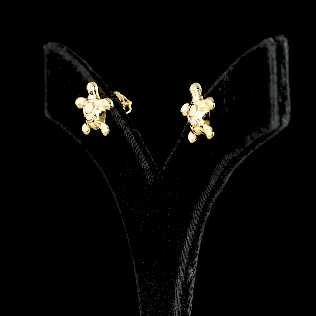0.03 CT Round Lab Grown Diamond Symbol Earrings in 18K Yellow Gold