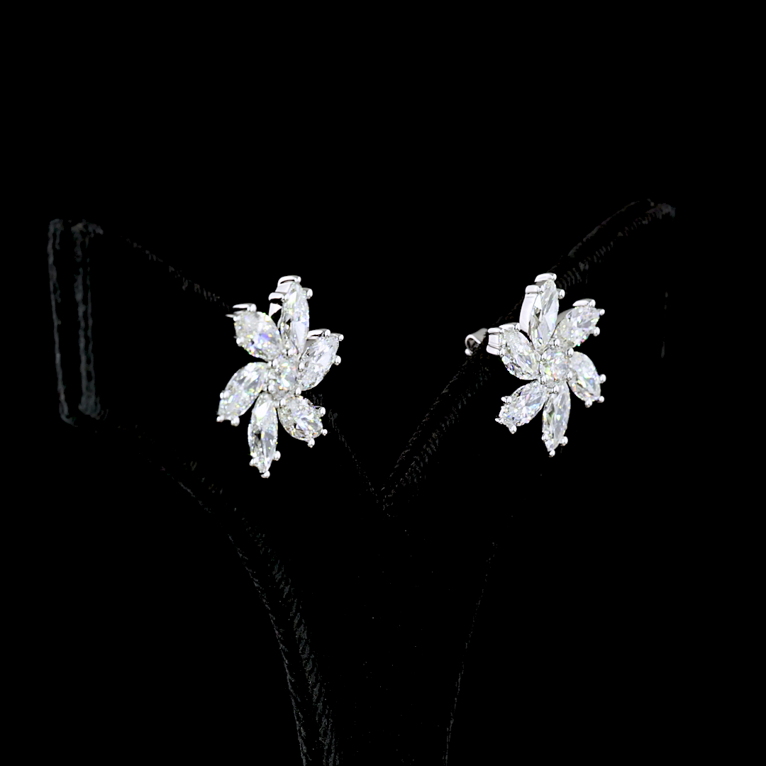 6.06 CT Round Lab Grown Diamond Stud Earrings in 14K White Gold