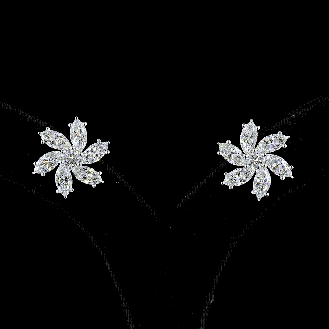 6.06 CT Round Lab Grown Diamond Stud Earrings in 14K White Gold