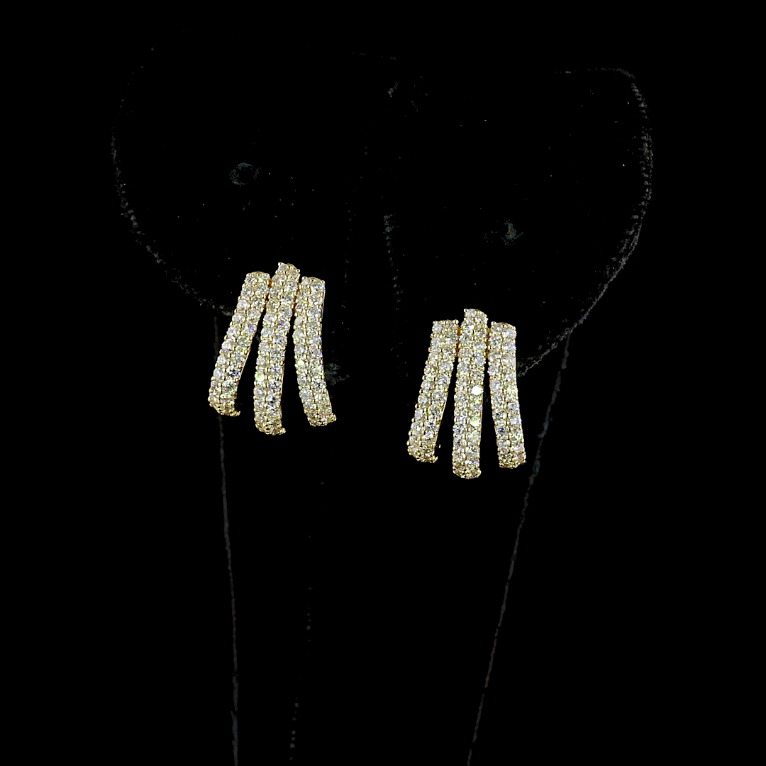 1.35 CT Round Lab Grown Diamond Designer Earrings in 14K Yellow Gold