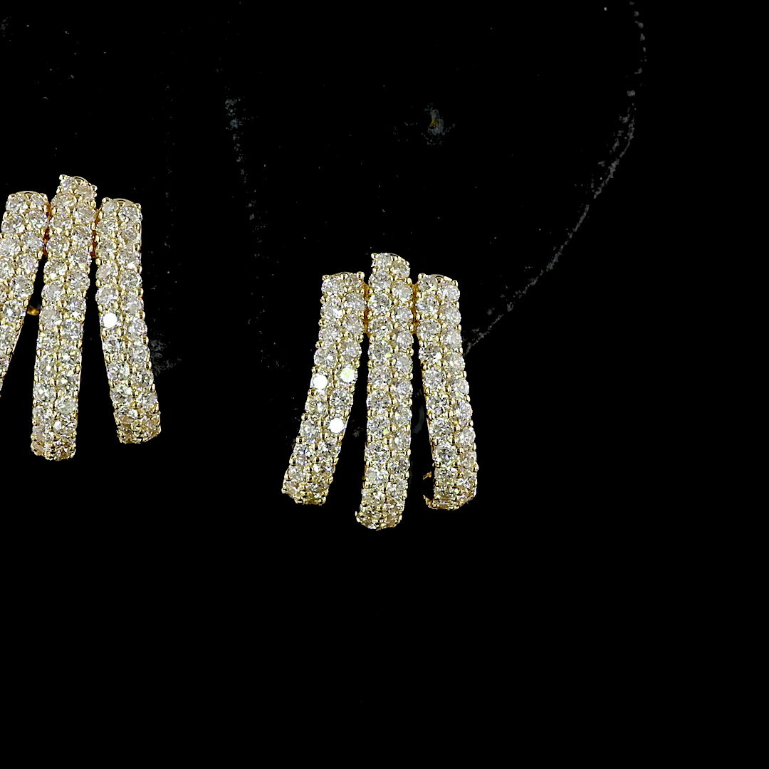 1.35 CT Round Lab Grown Diamond Designer Earrings in 14K Yellow Gold