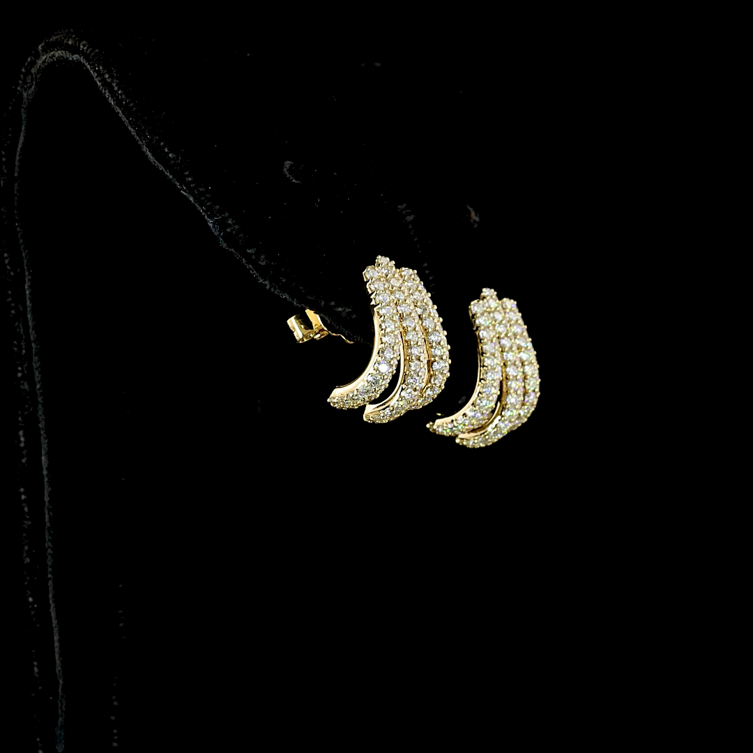 1.35 CT Round Lab Grown Diamond Designer Earrings in 14K Yellow Gold