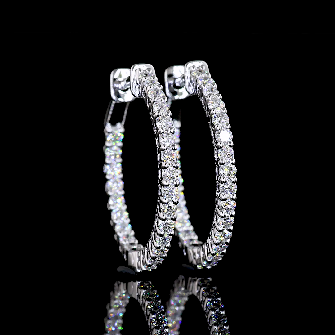 1.03 CT Round Lab Grown Diamond Hoop Earrings in 14K White Gold