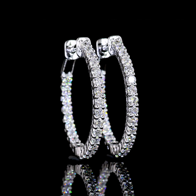 1.03 CT Round Lab Grown Diamond Hoop Earrings in 14K White Gold