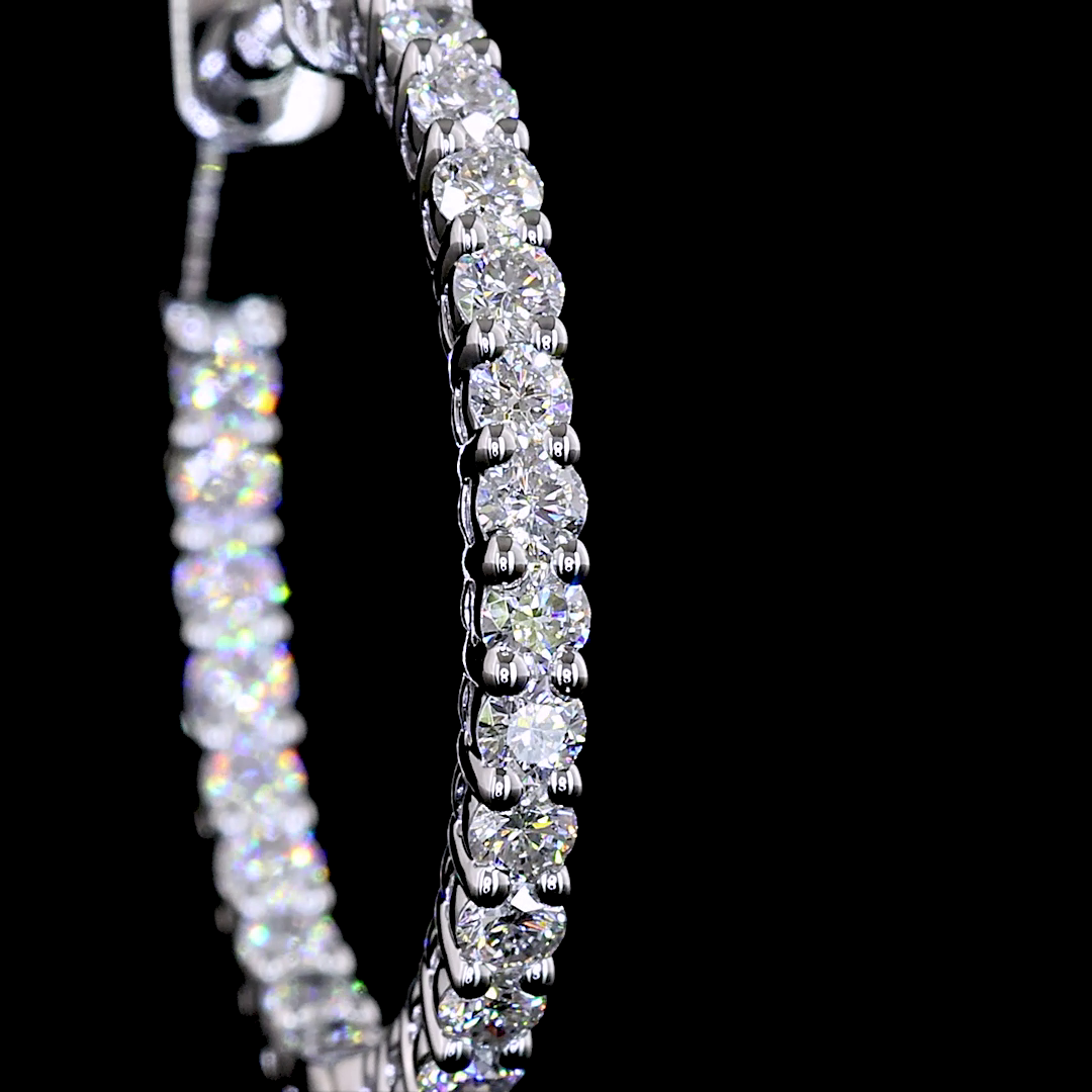 1.03 CT Round Lab Grown Diamond Hoop Earrings in 14K White Gold