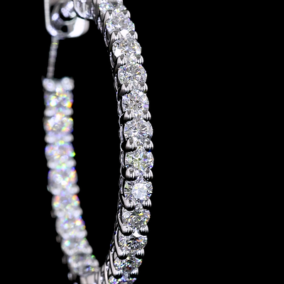 1.03 CT Round Lab Grown Diamond Hoop Earrings in 14K White Gold