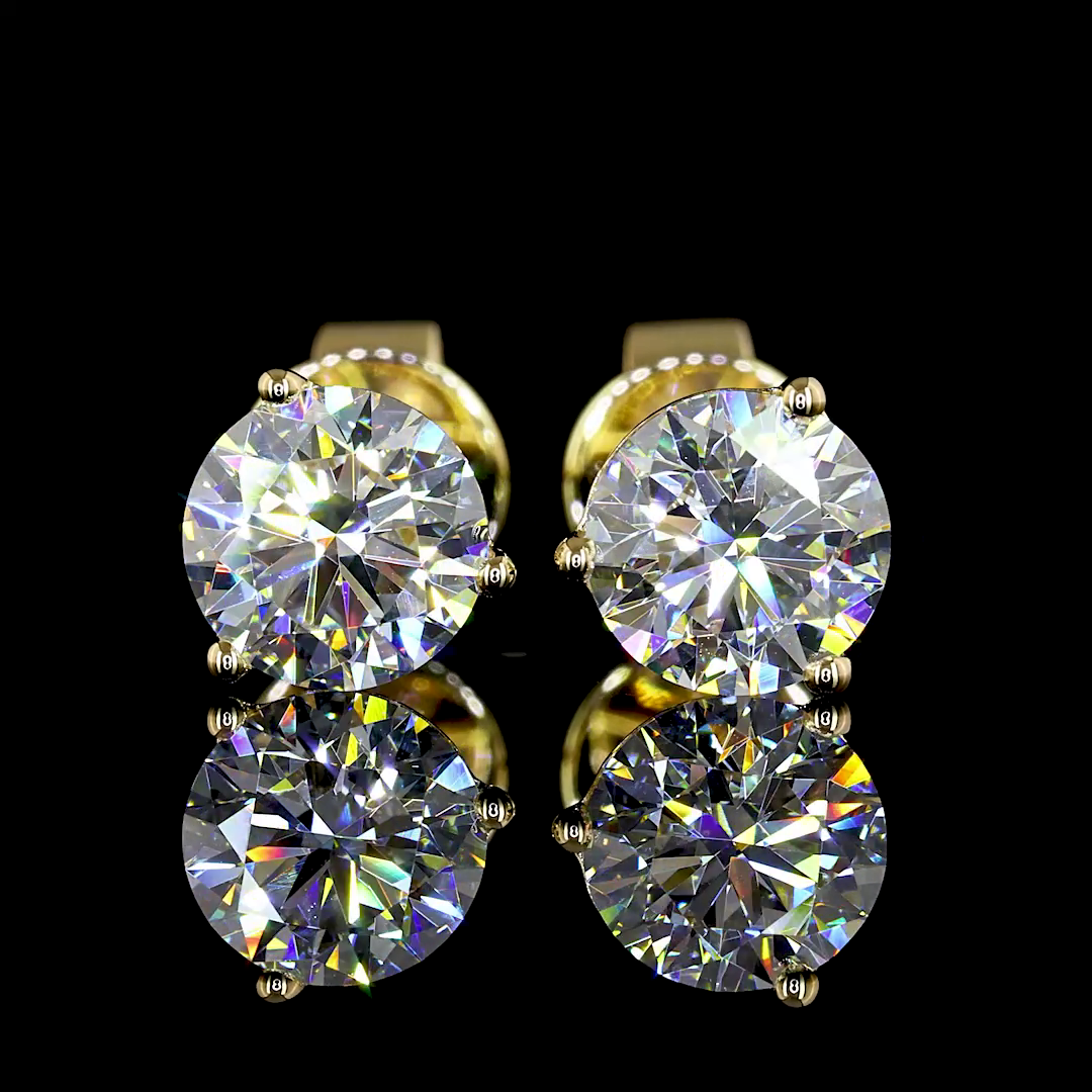 1.56 CT Round Lab Grown Diamond Martini Earrings in 18K Yellow Gold