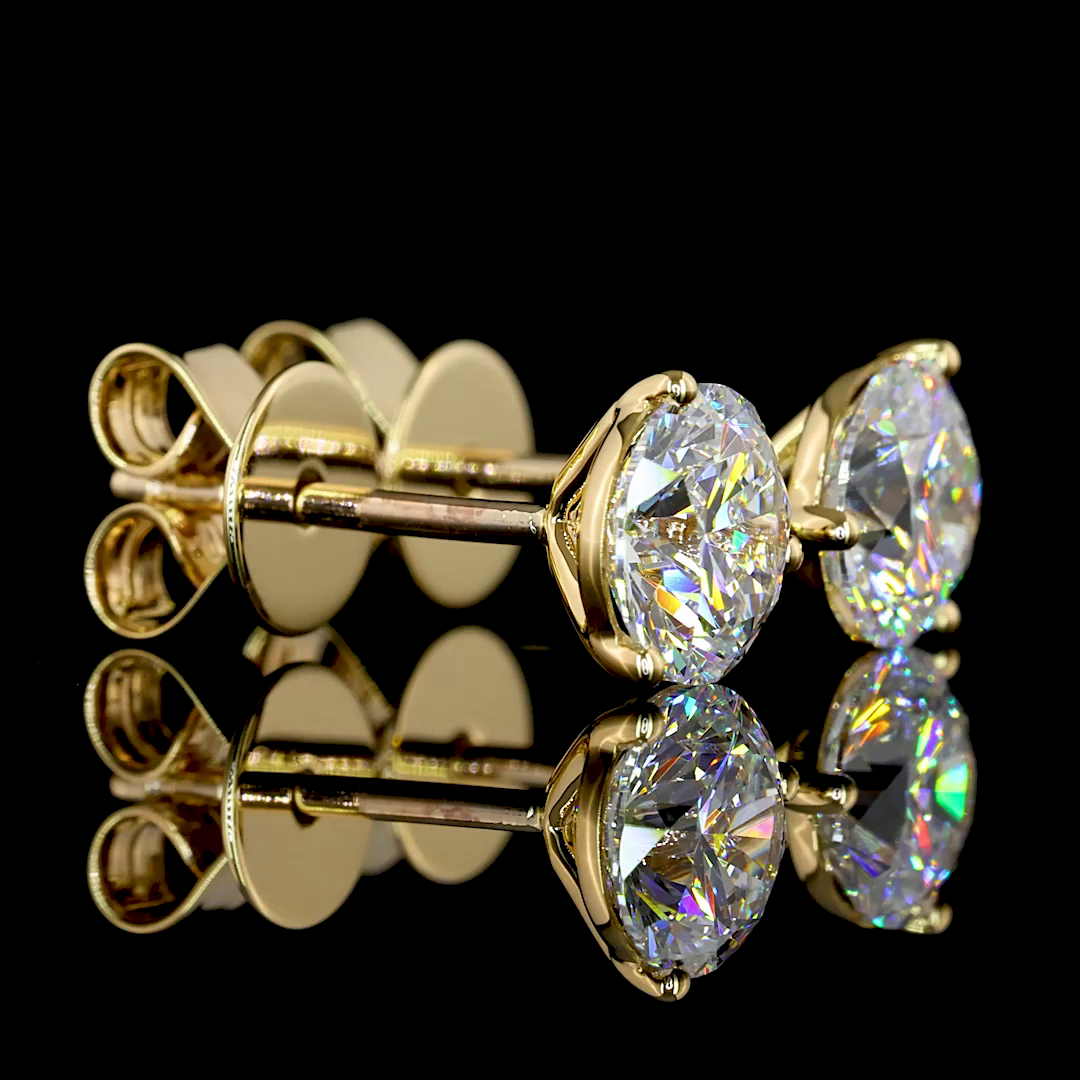 1.56 CT Round Lab Grown Diamond Martini Earrings in 18K Yellow Gold