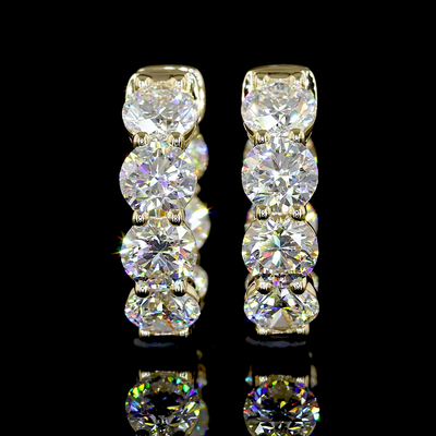 3.87 CT Round Lab Grown Diamond Huggie Earrings in 14K Yellow Gold