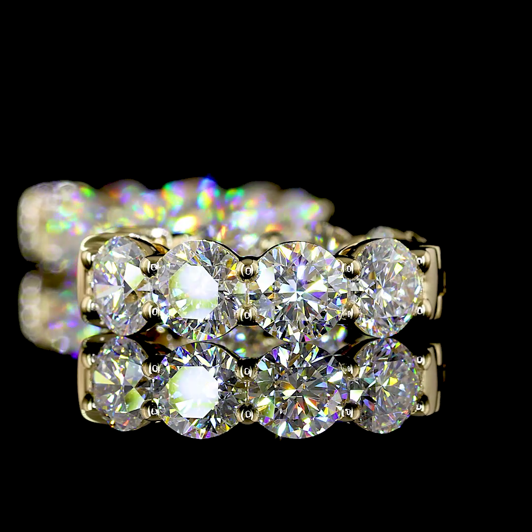 3.87 CT Round Lab Grown Diamond Huggie Earrings in 14K Yellow Gold