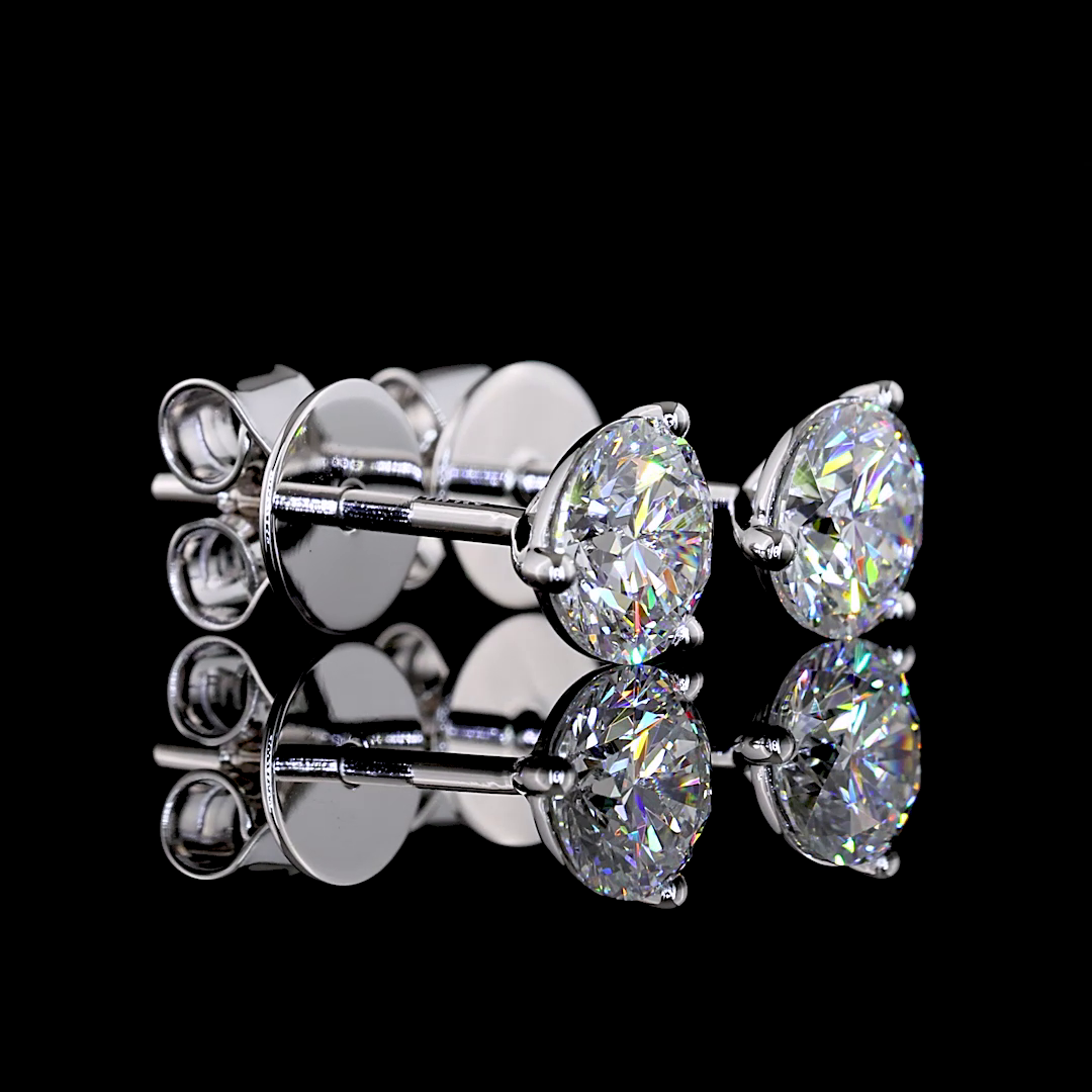 0.99 CT Round Lab Grown Diamond Martini Earrings in 14K White Gold