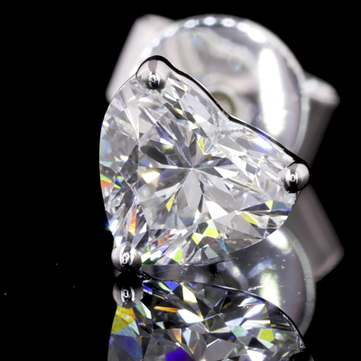 0.84 CT Heart Lab Grown Diamond Stud Earrings in 14K White Gold