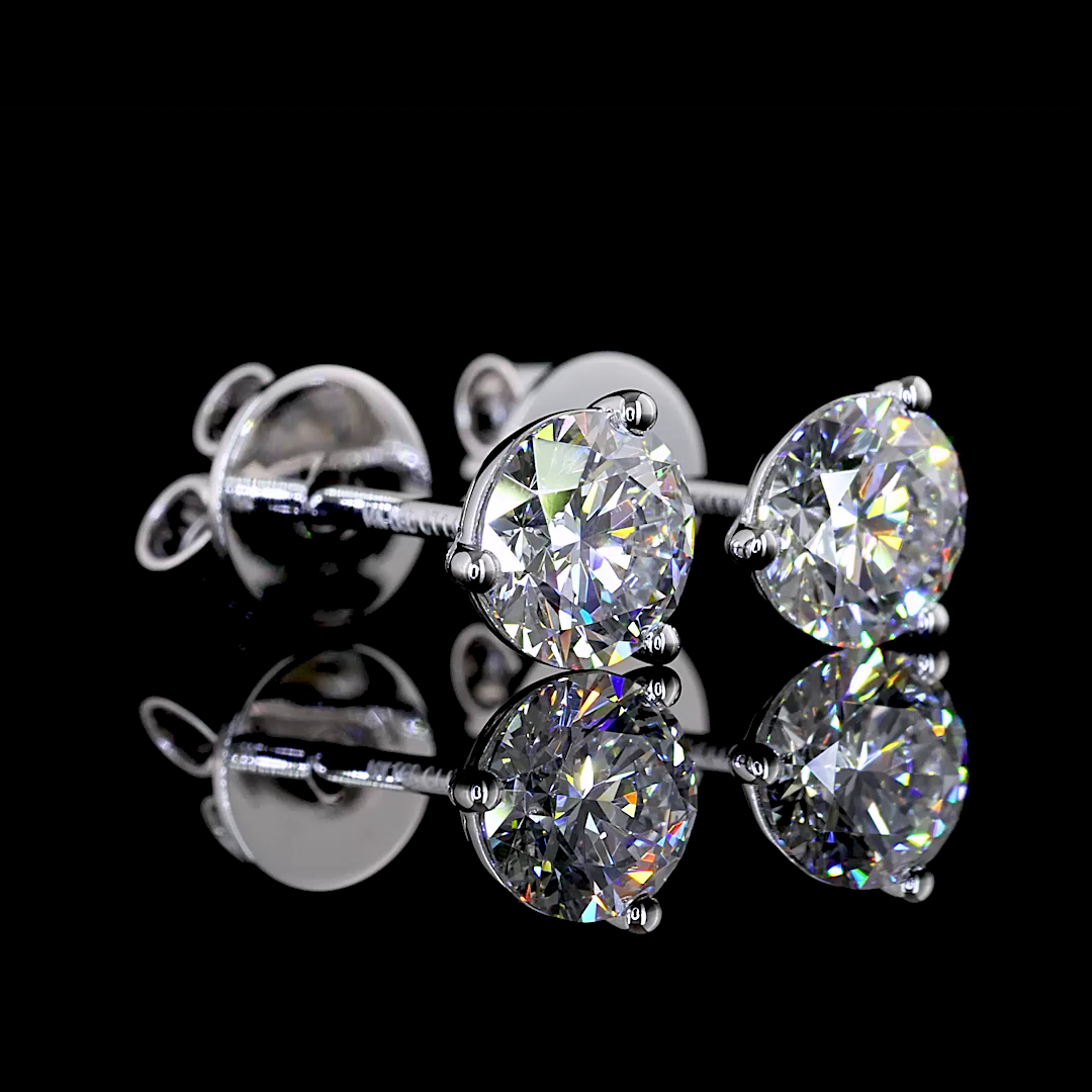 1.05 CT Round Lab Grown Diamond Martini Earrings in 14K White Gold