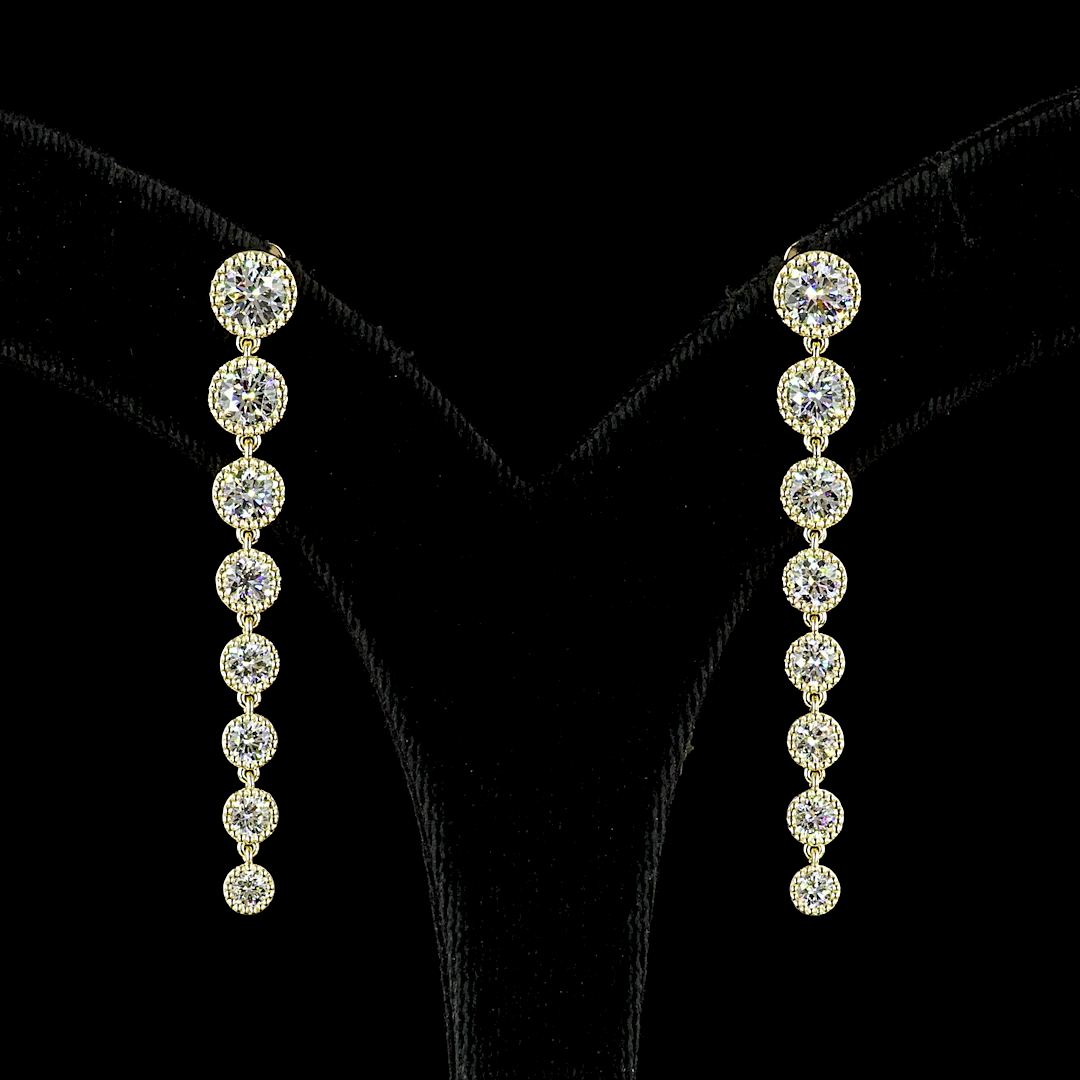 3.55 CT Round Lab Grown Diamond Drop Earrings in 14K White Gold