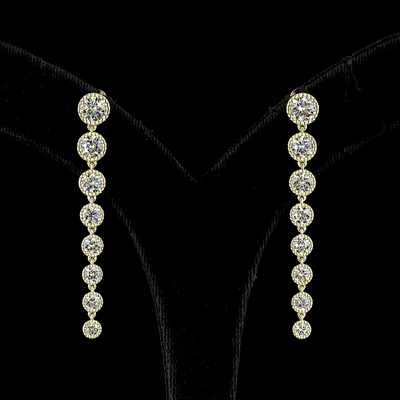 3.55 CT Round Lab Grown Diamond Drop Earrings in 14K White Gold