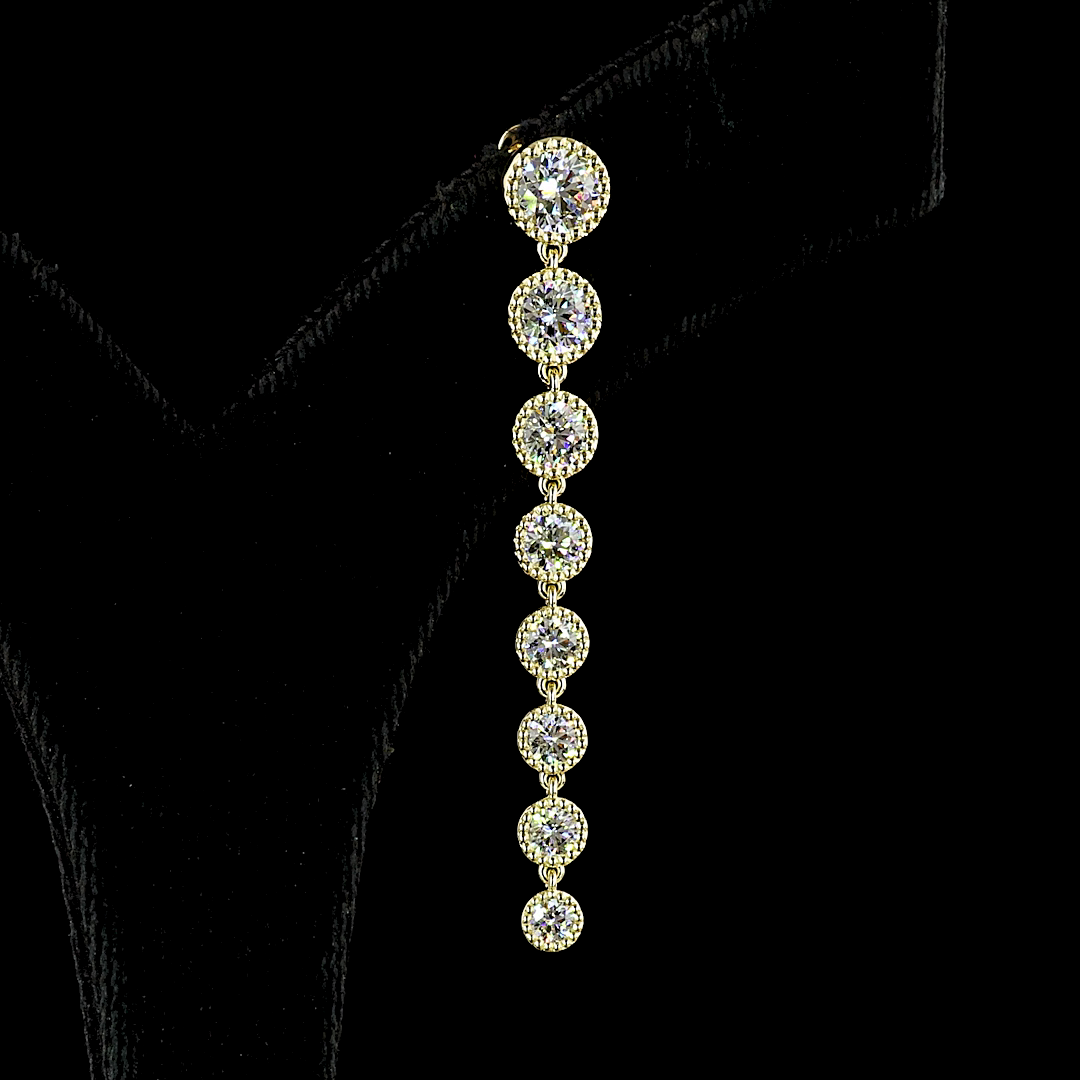 3.55 CT Round Lab Grown Diamond Drop Earrings in 14K White Gold