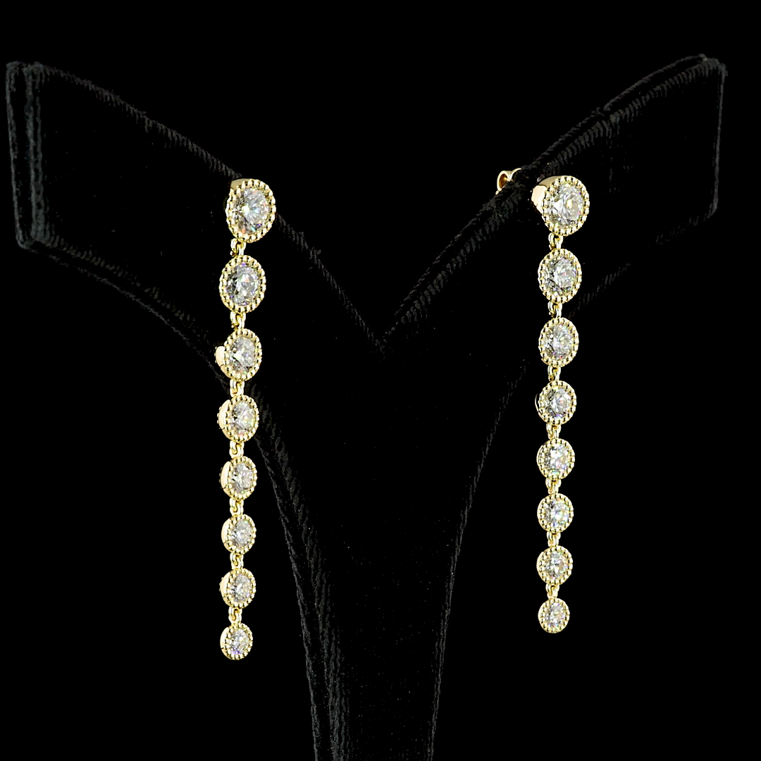 3.55 CT Round Lab Grown Diamond Drop Earrings in 14K White Gold