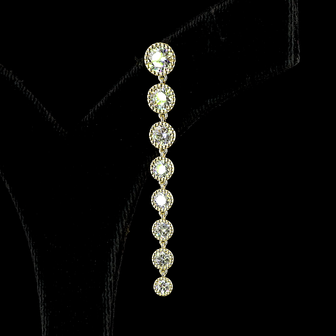 3.55 CT Round Lab Grown Diamond Drop Earrings in 14K White Gold