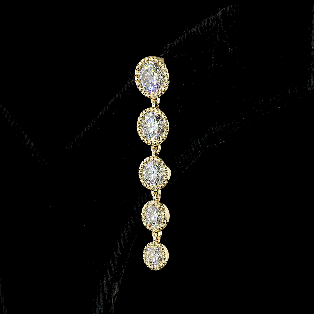 2.84 CT Round Lab Grown Diamond Drop Earrings in 14K Yellow Gold