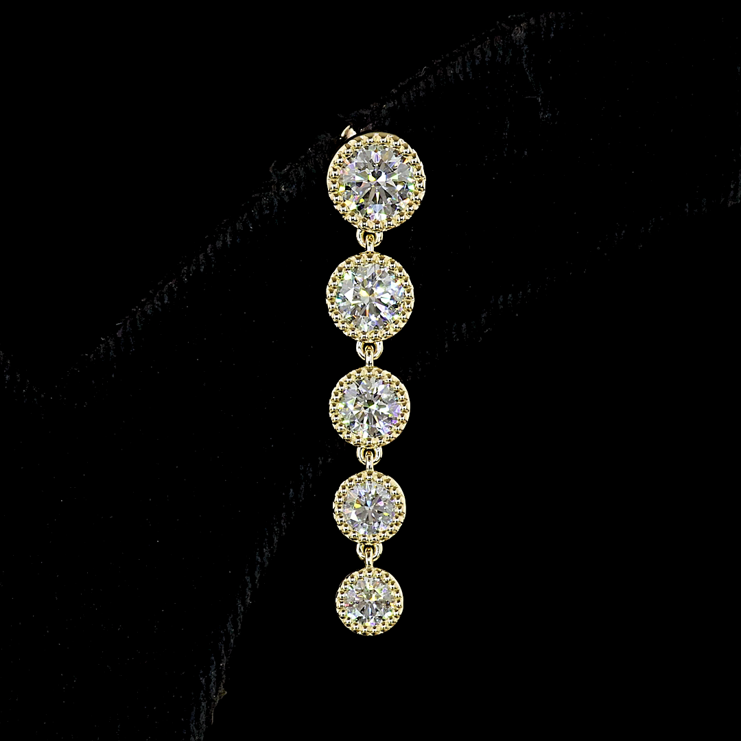 2.82 CT Round Lab Grown Diamond Drop Earrings in 14K Yellow Gold