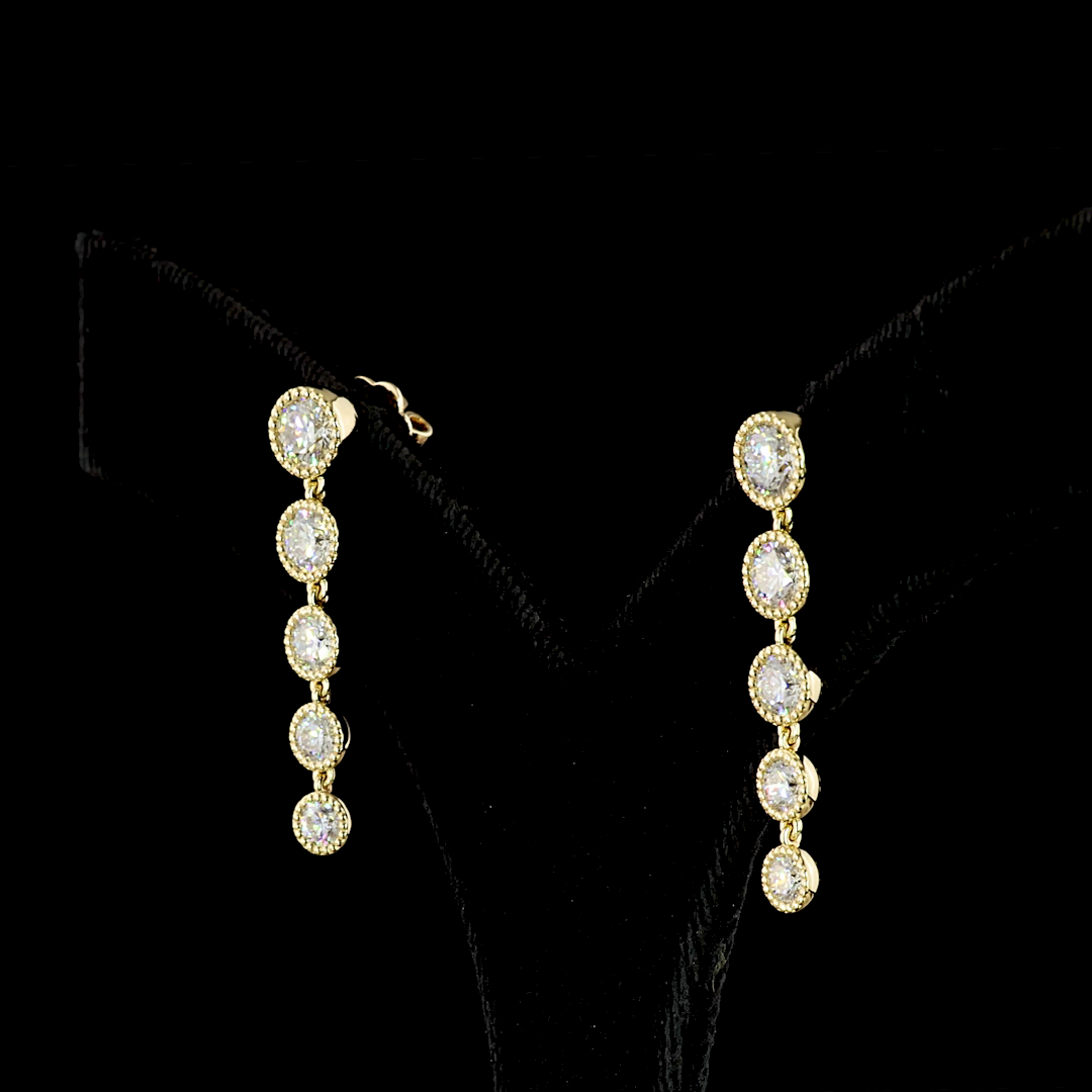 2.82 CT Round Lab Grown Diamond Drop Earrings in 14K Yellow Gold