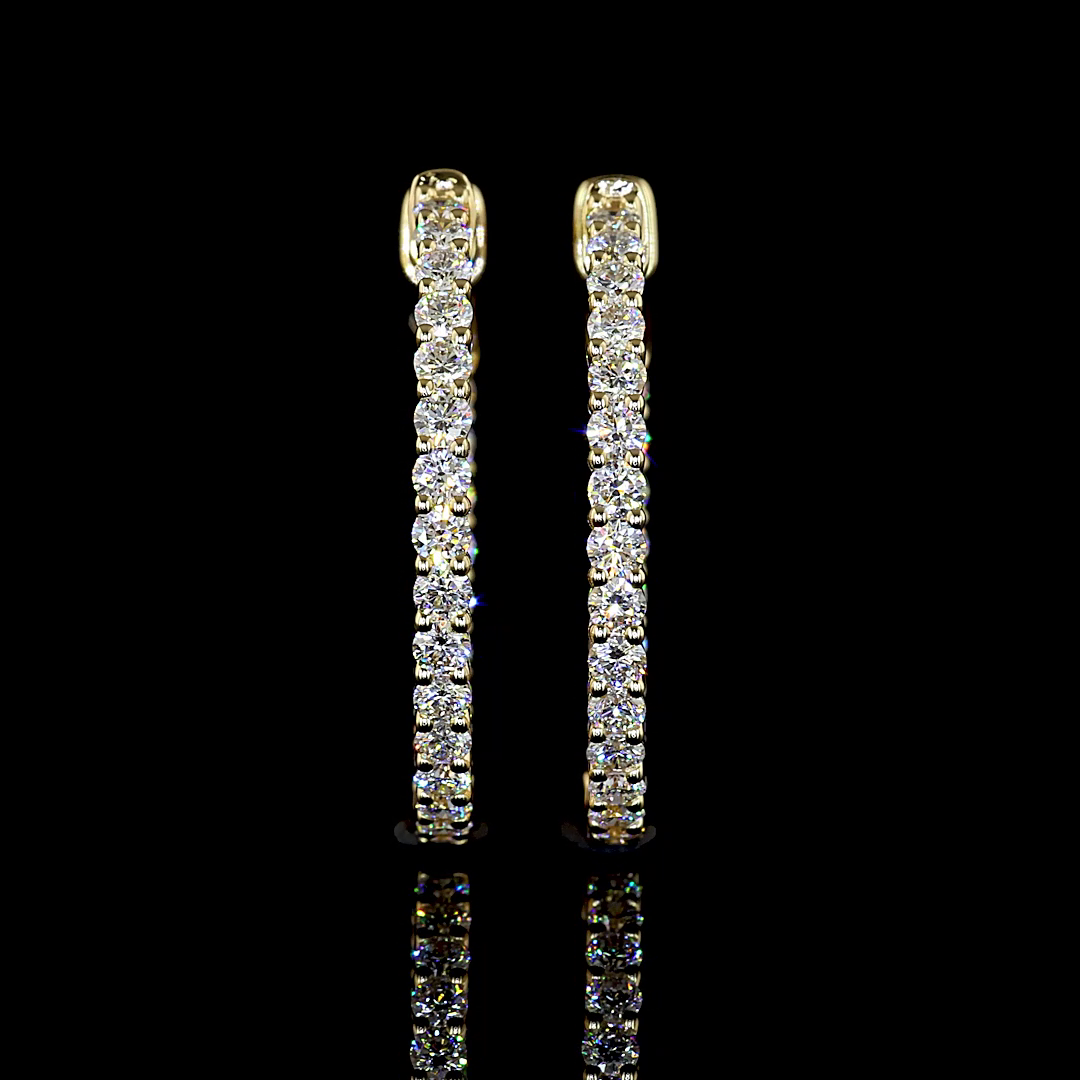 1.01 CT Round Lab Grown Diamond Hoop Earrings in 14K Yellow Gold