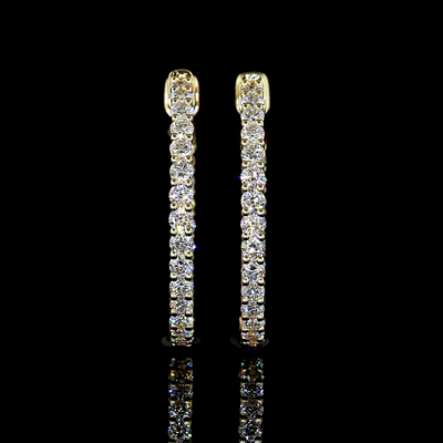 1.01 CT Round Lab Grown Diamond Hoop Earrings in 14K Yellow Gold