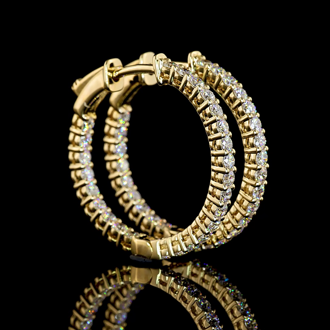 1.01 CT Round Lab Grown Diamond Hoop Earrings in 14K Yellow Gold