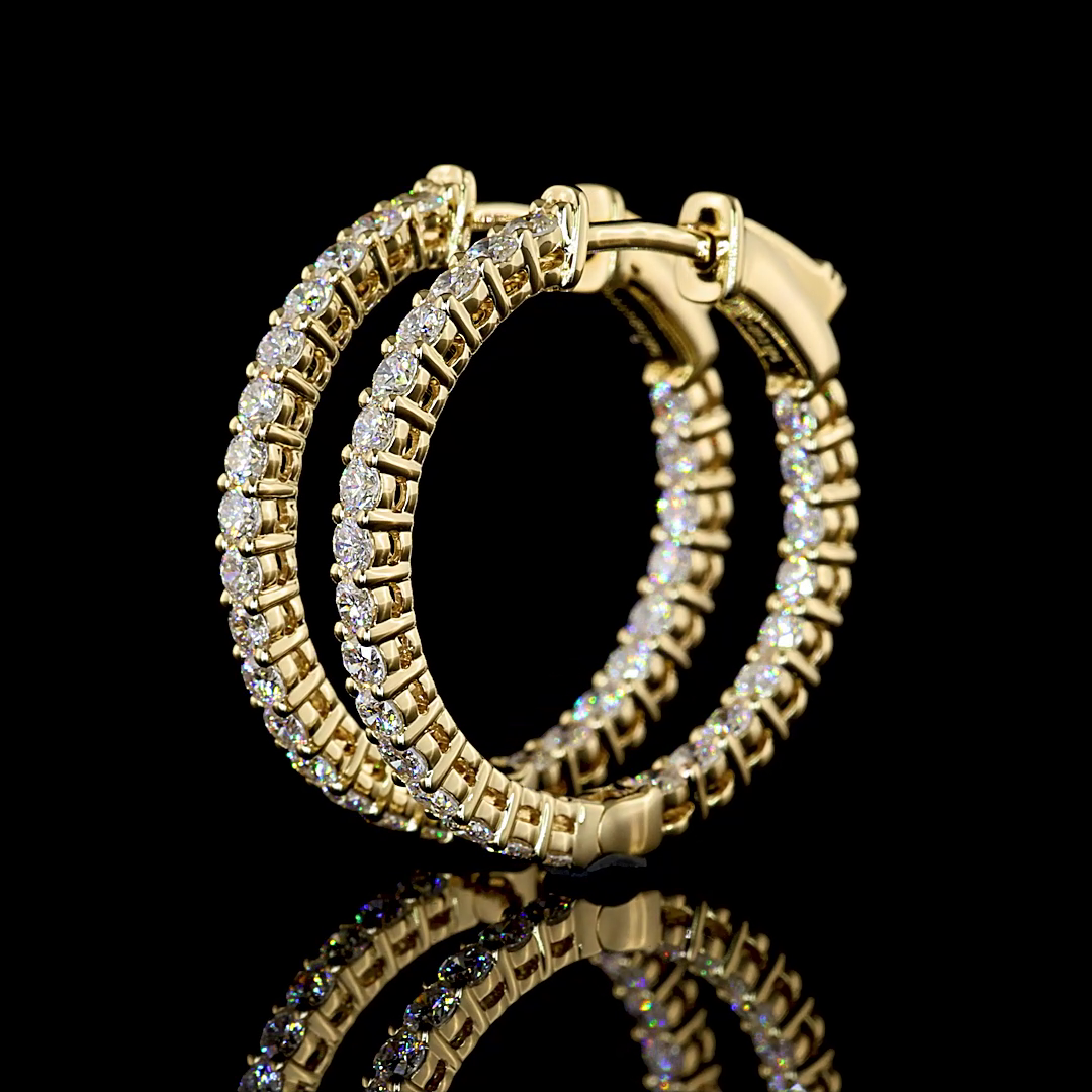1.01 CT Round Lab Grown Diamond Hoop Earrings in 14K Yellow Gold