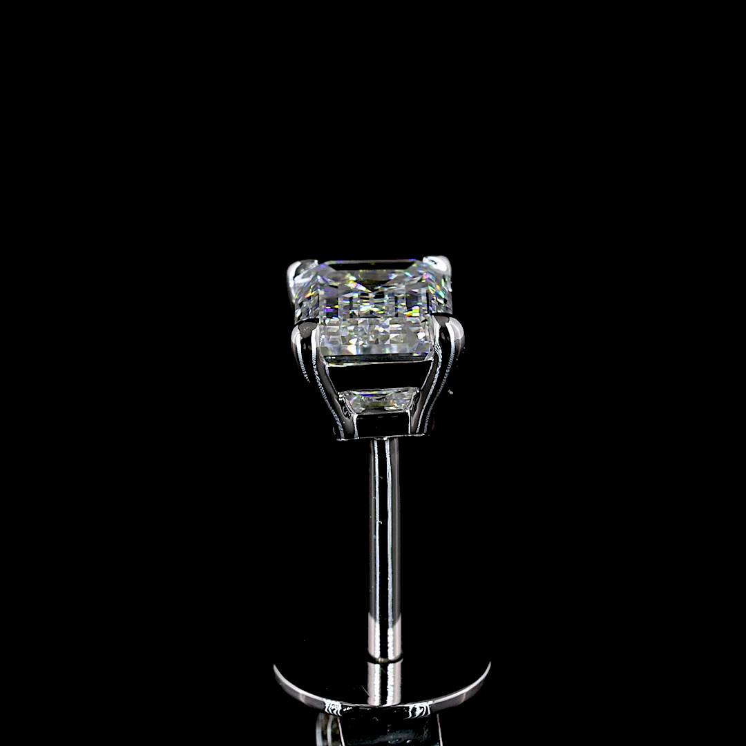 1.08 CT Emerald Lab Grown Diamond Stud Earrings in 14K White Gold