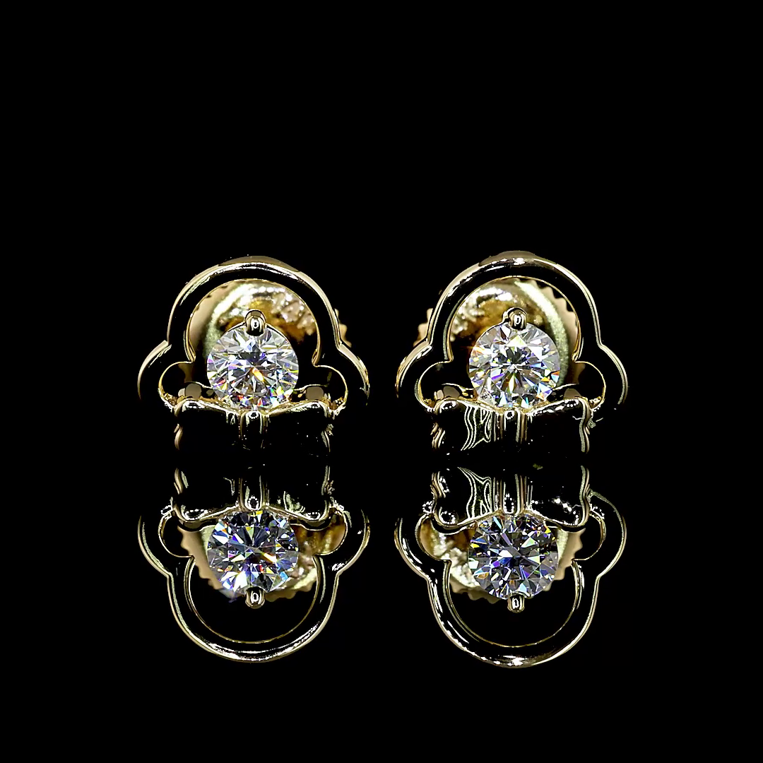 0.21 CT Round Lab Grown Diamond Stud Earrings in 14K Yellow Gold