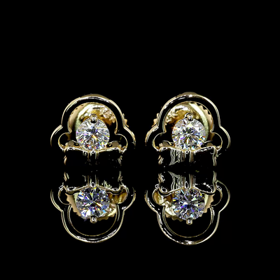 0.21 CT Round Lab Grown Diamond Stud Earrings in 14K Yellow Gold