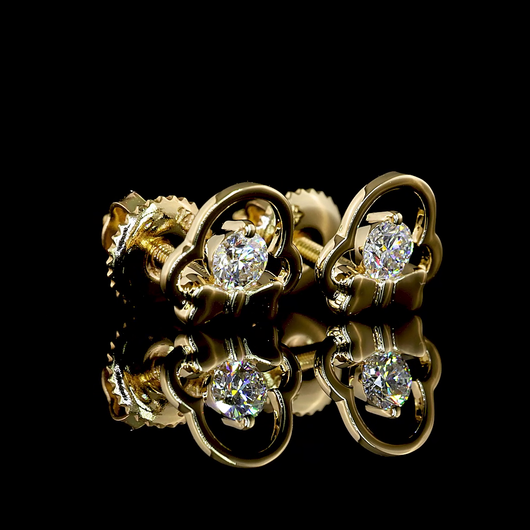 0.21 CT Round Lab Grown Diamond Stud Earrings in 14K Yellow Gold