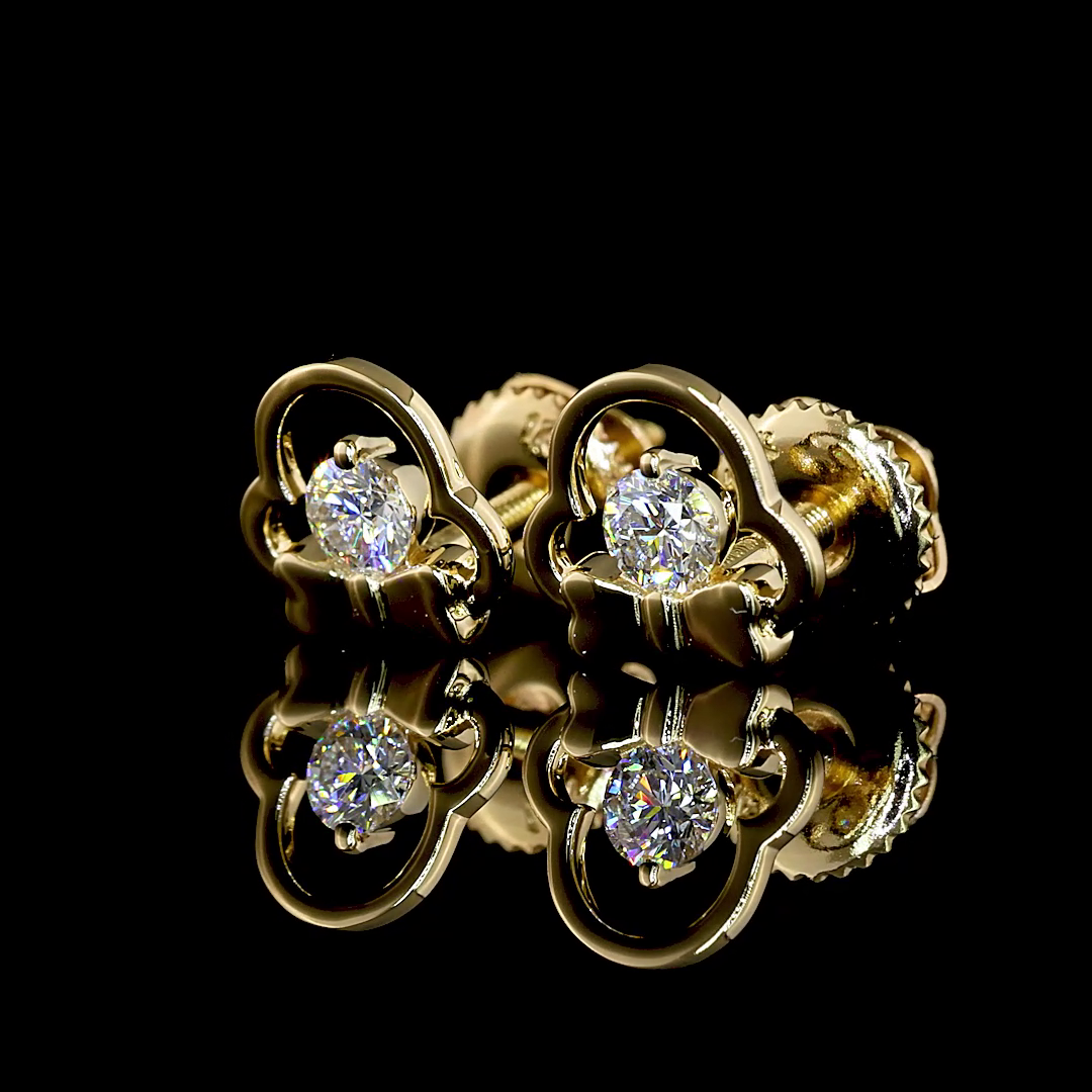 0.21 CT Round Lab Grown Diamond Stud Earrings in 14K Yellow Gold