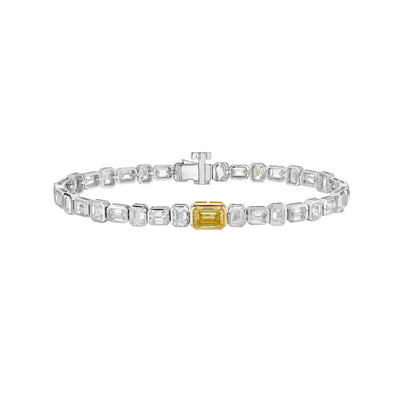 7.72 CT Emerald Lab Grown Diamond Tennis Bracelet in Two Tone Gold