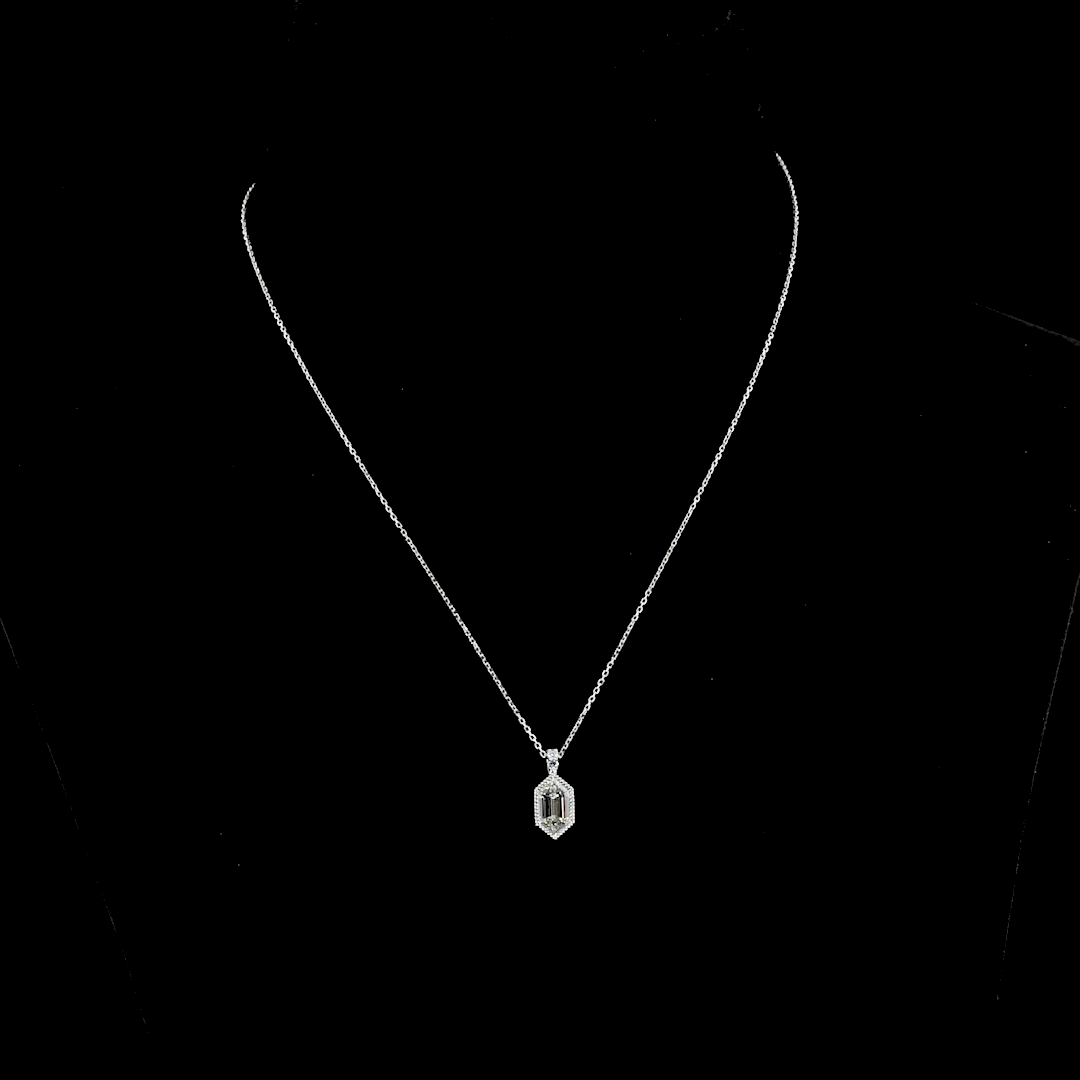 1.58 CT Step Marquise Lab Grown Diamond Pendant Necklace in 14K White Gold