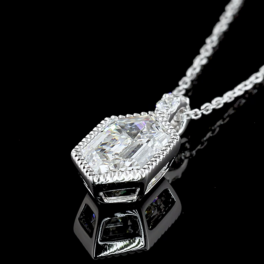 1.58 CT Step Marquise Lab Grown Diamond Pendant Necklace in 14K White Gold – close-up