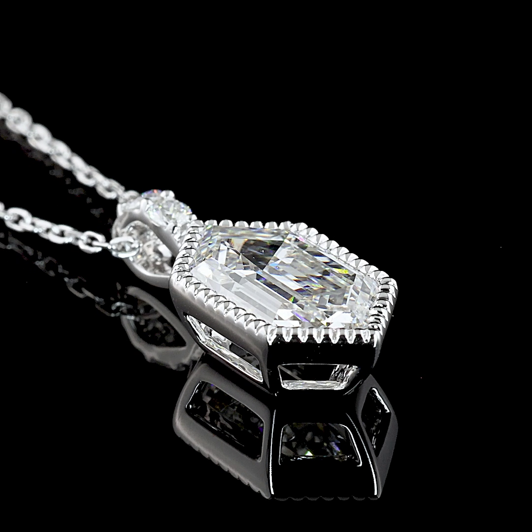 1.58 CT Step Marquise Lab Grown Diamond Pendant Necklace in 14K White Gold – detail