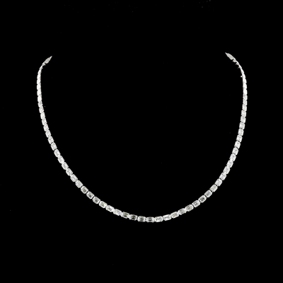 5.44 CT Emerald Lab Grown Diamond Tennis Necklace in 14K White Gold