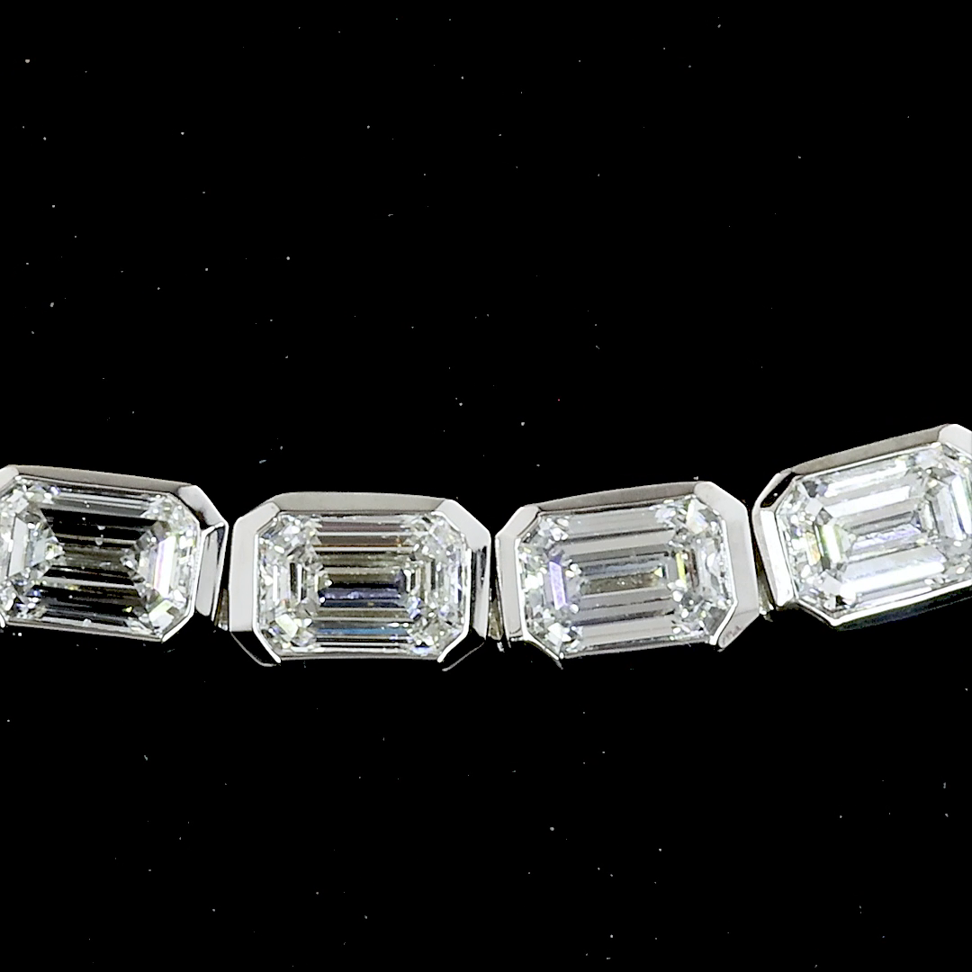5.44 CT Emerald Lab Grown Diamond Tennis Necklace in 14K White Gold – side view
