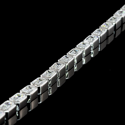 5.44 CT Emerald Lab Grown Diamond Tennis Necklace in 14K White Gold – close-up